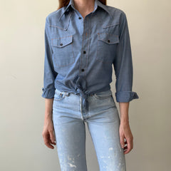 1970's Sears Chambray Style Embroidered Button-Up Shirt