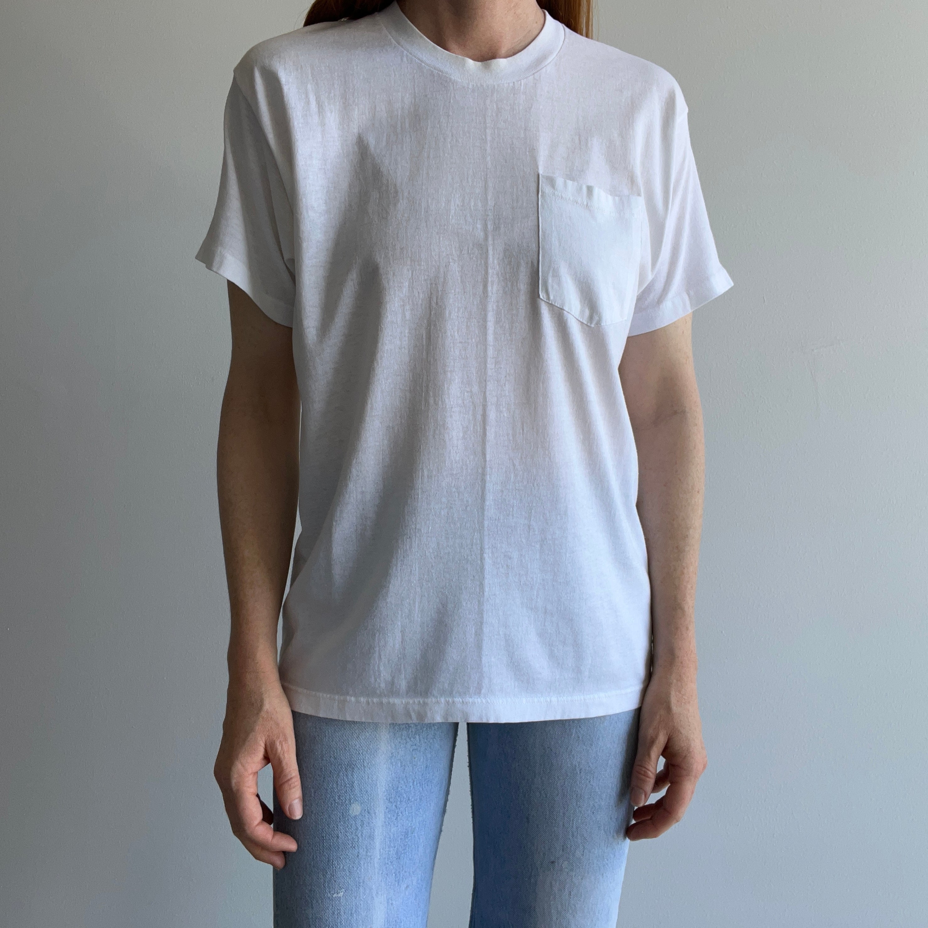 1980s Blank White Pocket T-Shirt