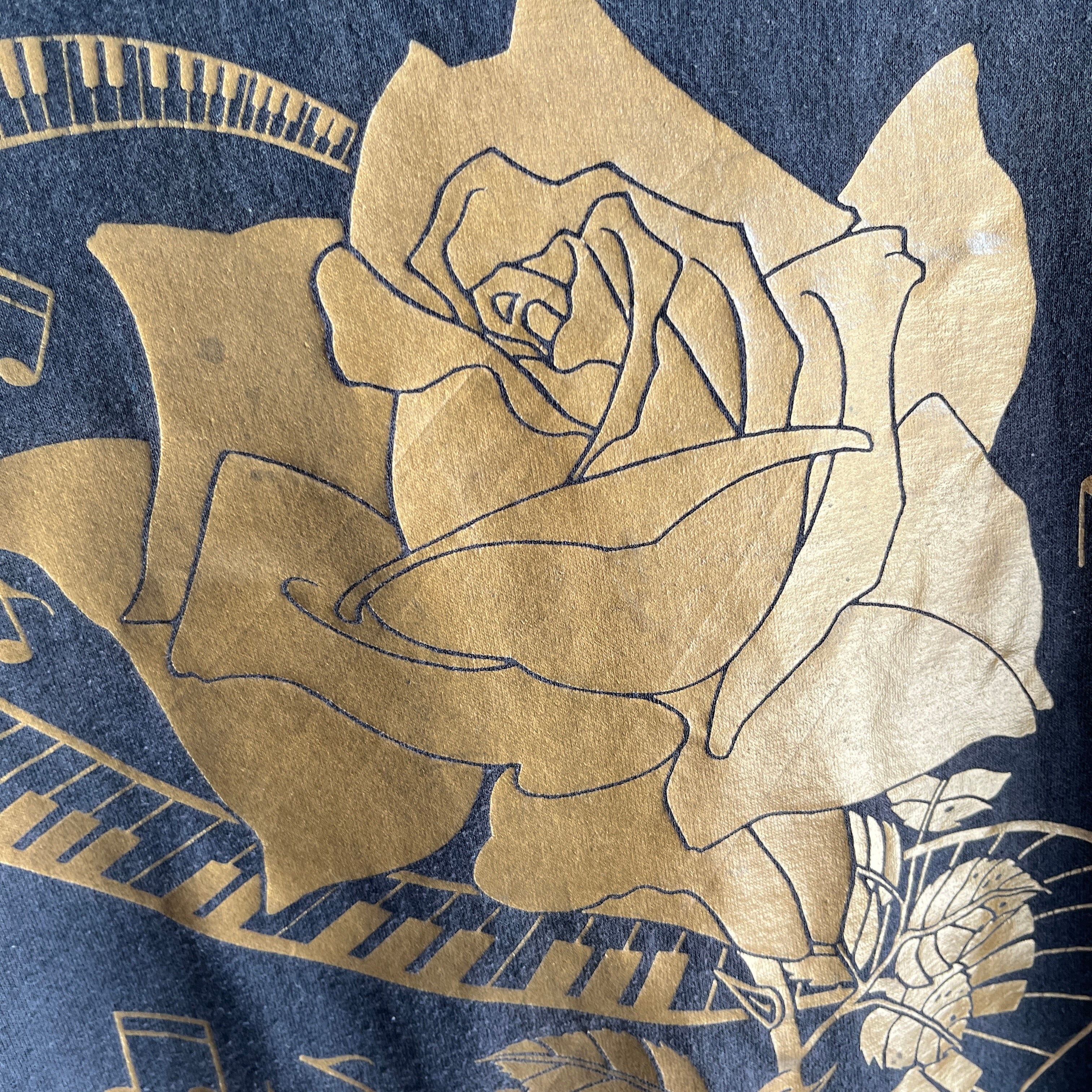 1989 Roses and Music Slightly Metallic Faded Black T-Shirt - Killer