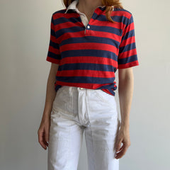 1970/80s Red, White and Blue Rad Striped Polo Shirt