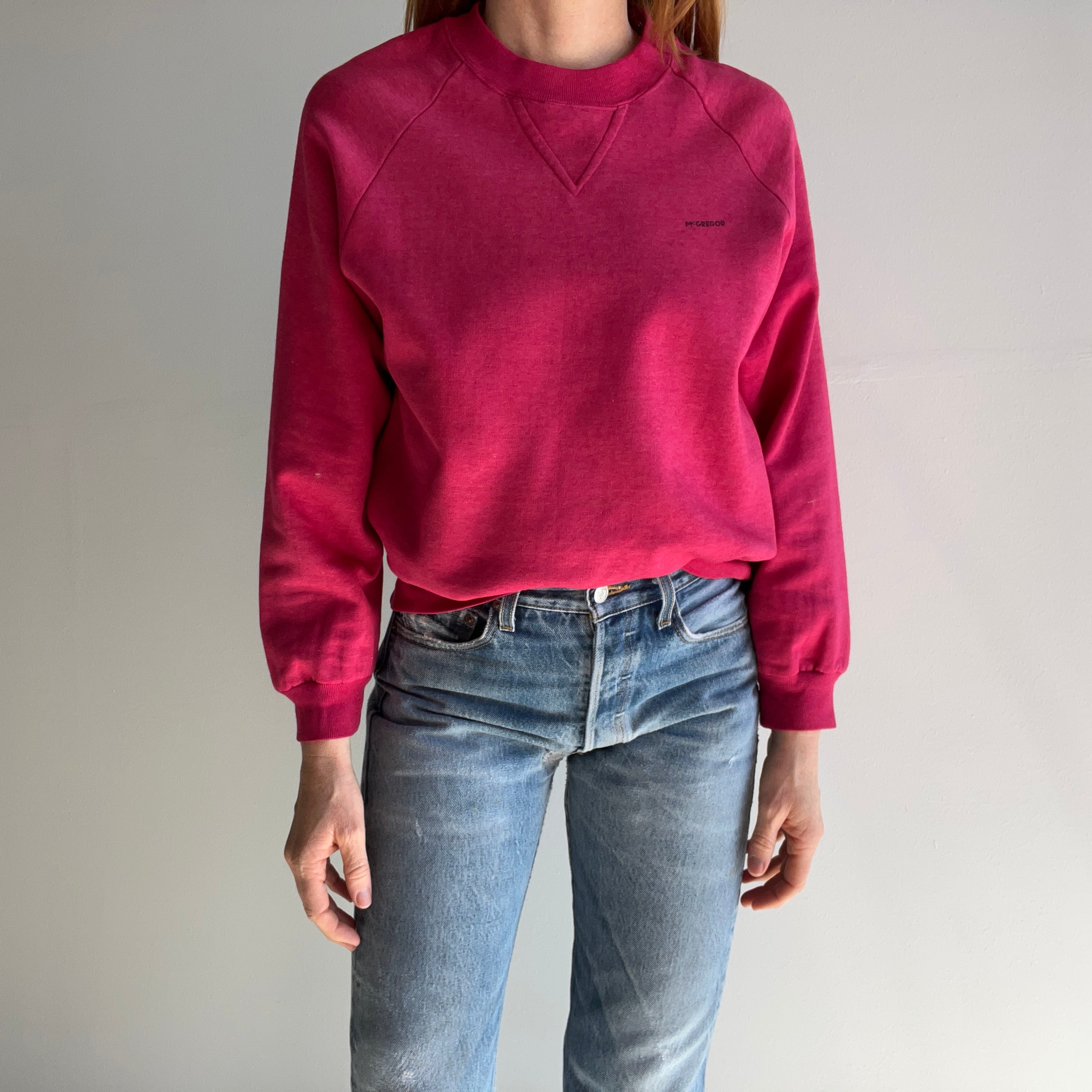 1980s McGregor Pink Single V Sweatshirt - Dreamy