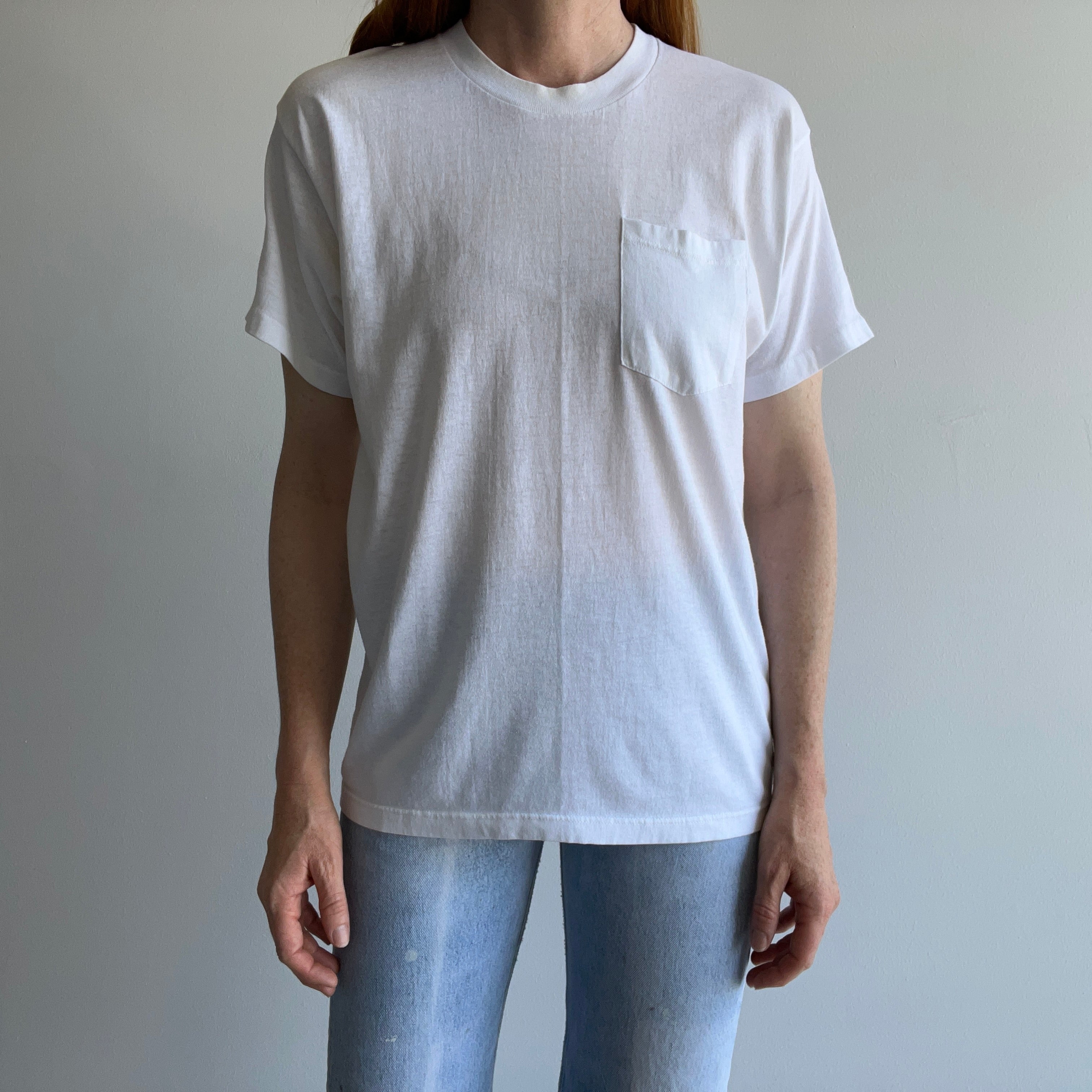 1980s Blank White Pocket T-Shirt