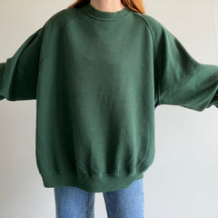 1980s Blank Forest Green Relaxed Fit Raglan by Jerzees