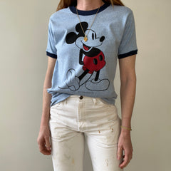 1980s Heather Baby Blue Mickey Ringer T Shirt - Collectible