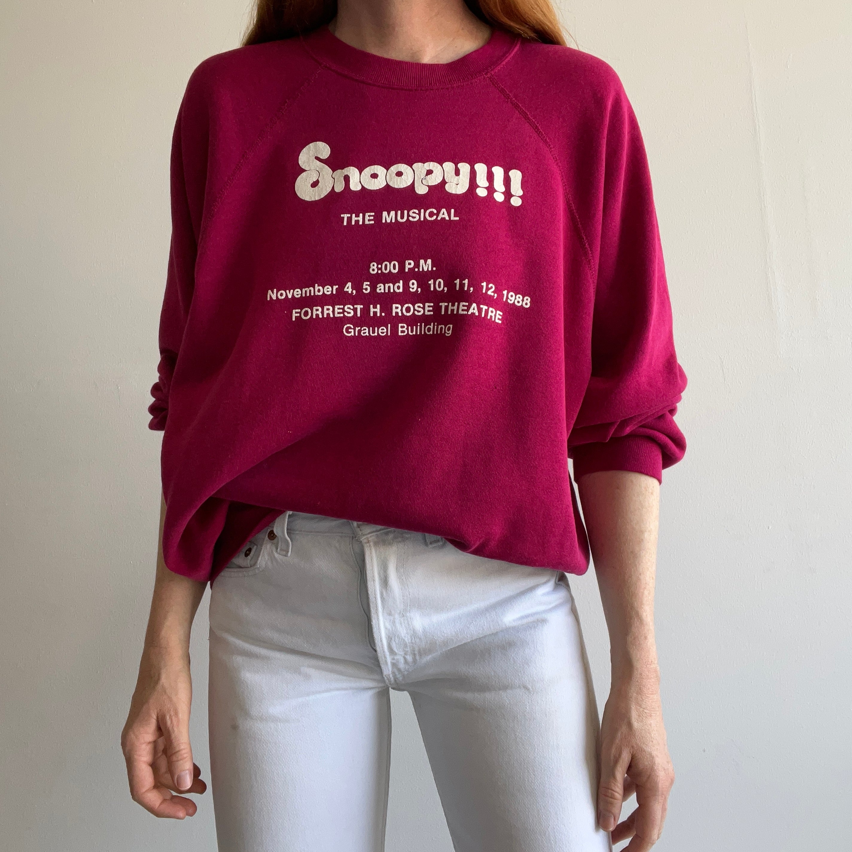 1980s Snoopy The Musical Sweatshirt with Lots of Details