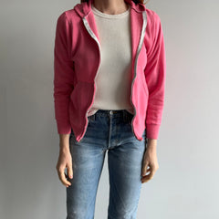 1980s Bubble gum Pink Zip Up Hoodie - Smaller Size