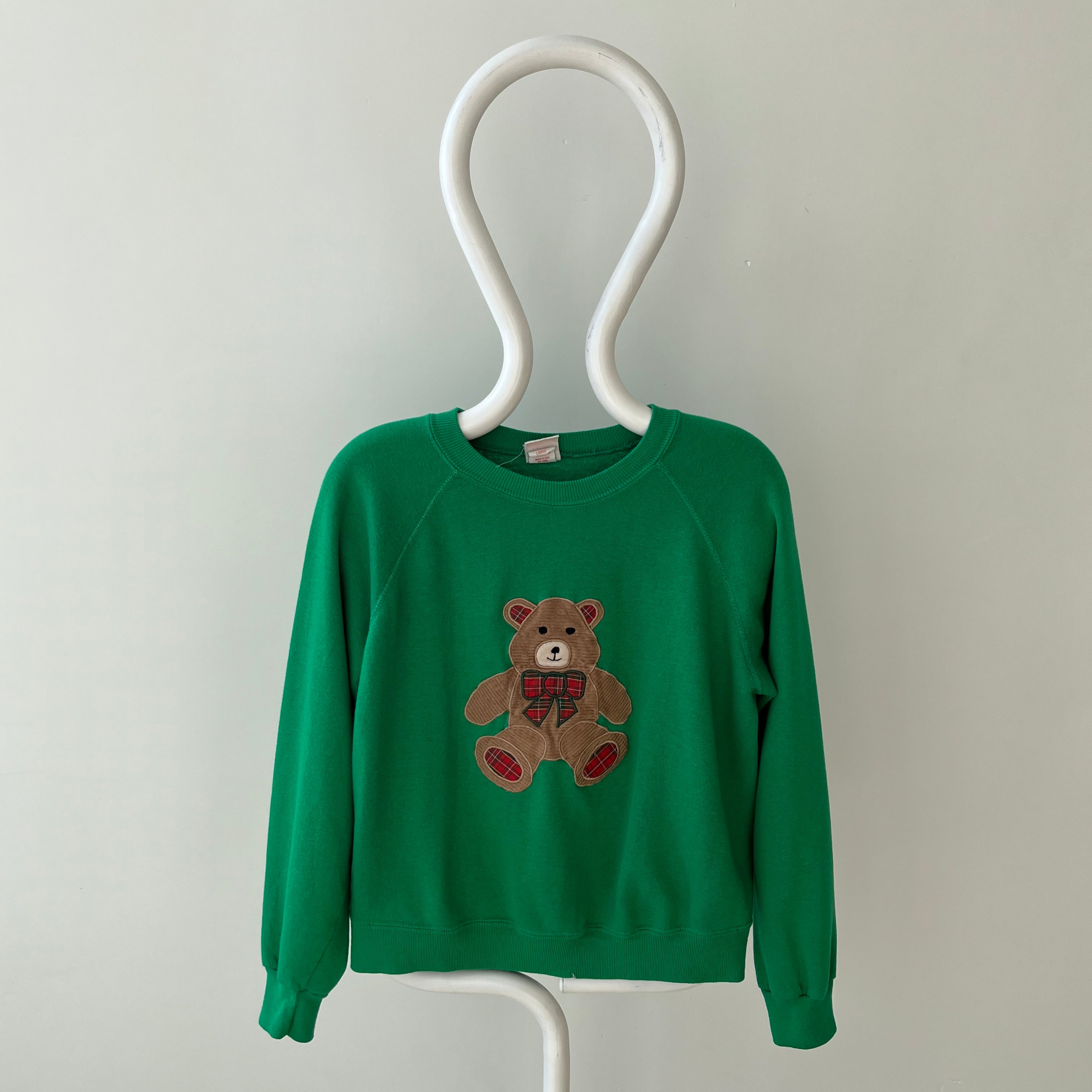 1980s A Little Early - Christmas Season Slouchy Bear Sweatshirt with Hand Mending - So Sweet