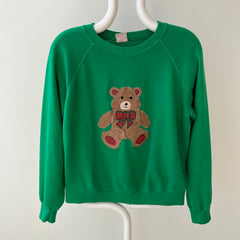 1980s A Little Early - Christmas Season Slouchy Bear Sweatshirt with Hand Mending - So Sweet