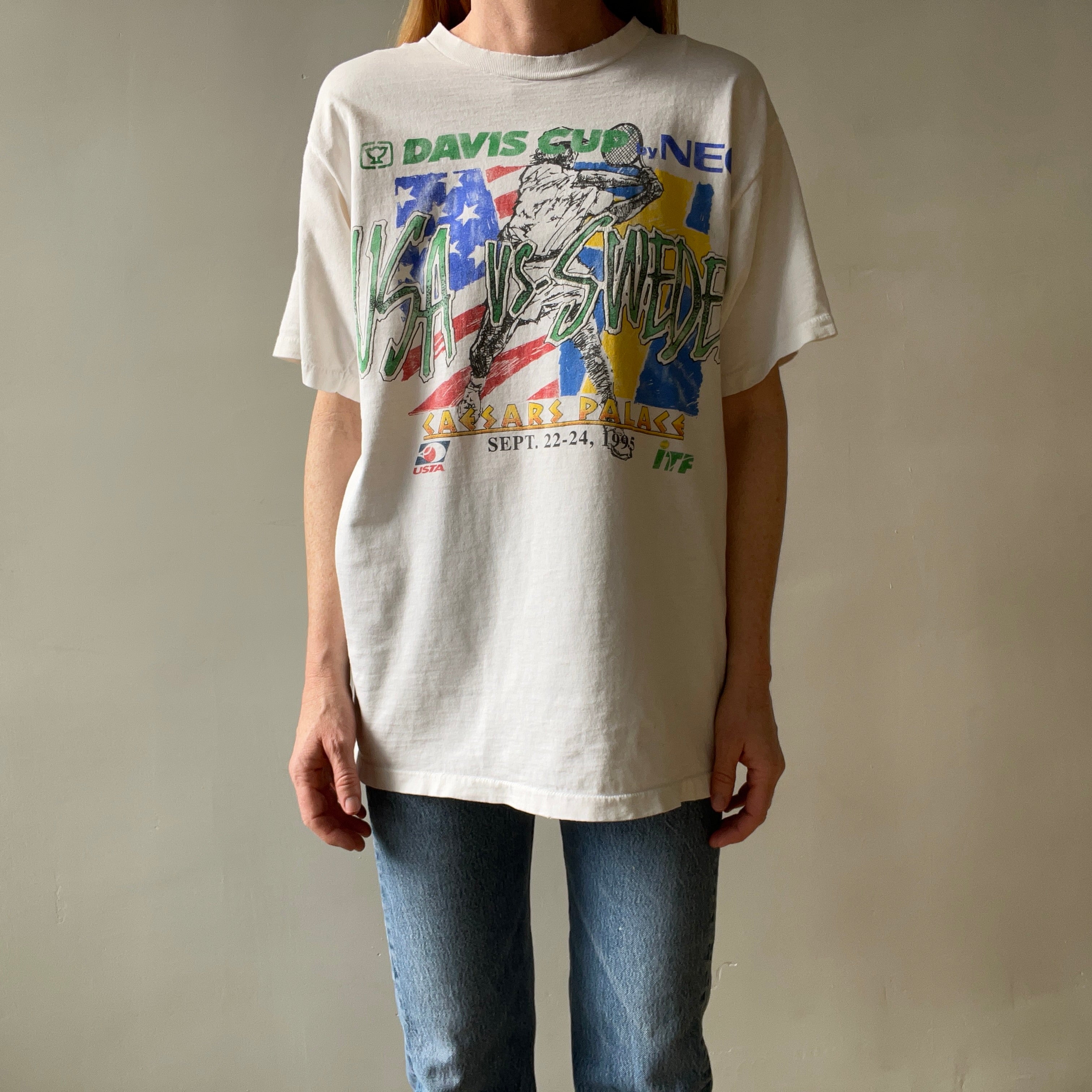 1995 Davis Cup Tennis USA vs Sweden T Shirt