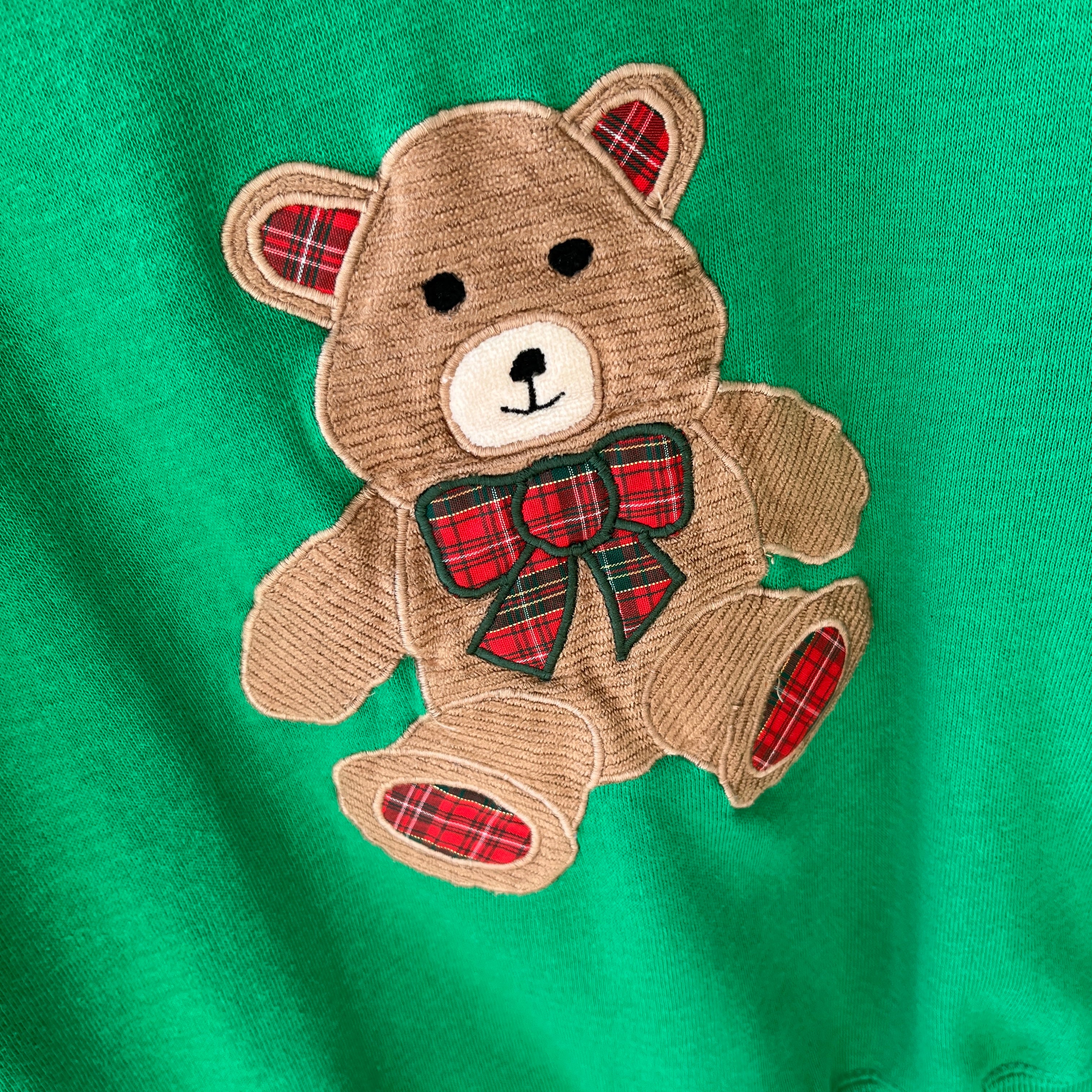 1980s A Little Early - Christmas Season Slouchy Bear Sweatshirt with Hand Mending - So Sweet