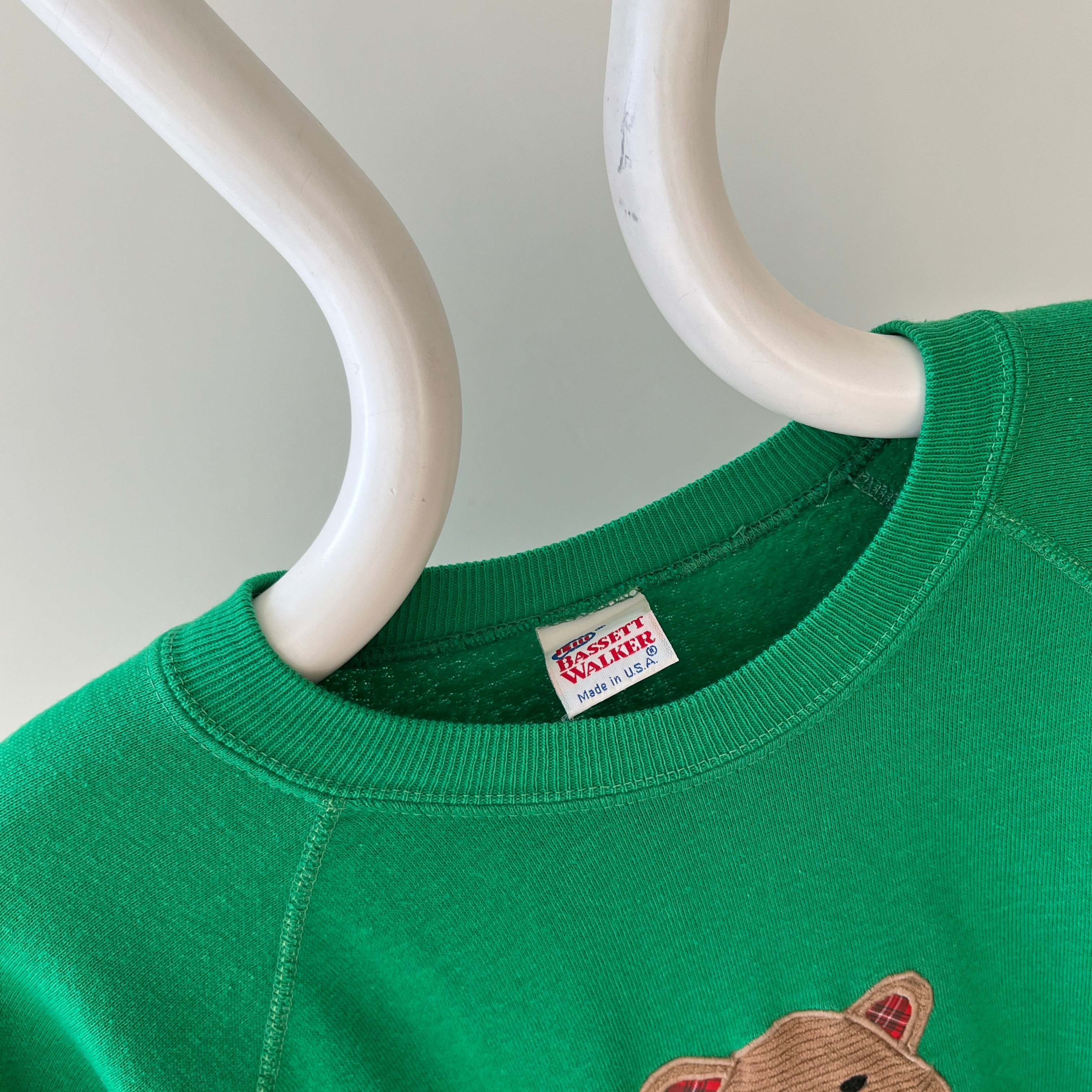 1980s A Little Early - Christmas Season Slouchy Bear Sweatshirt with Hand Mending - So Sweet