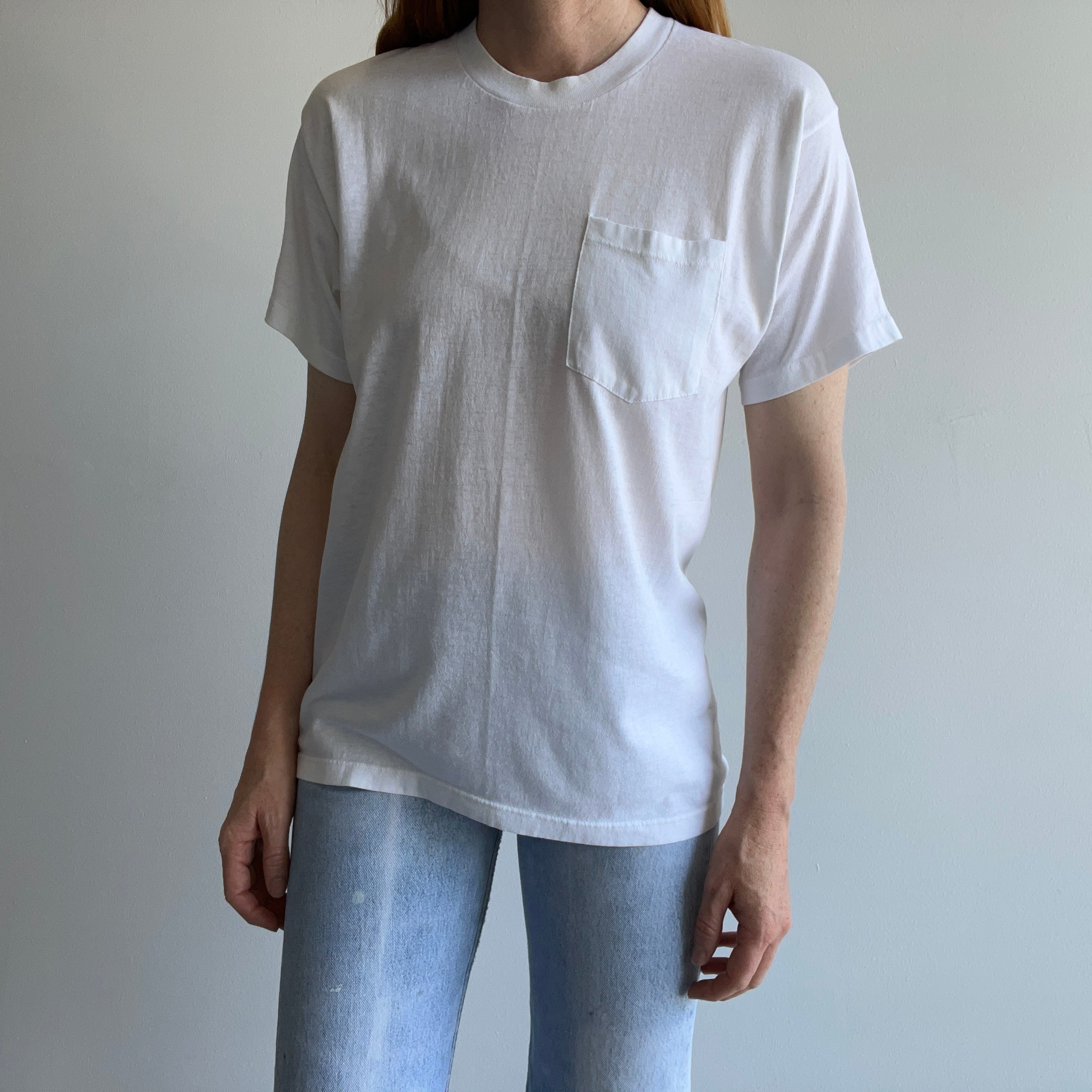 1980s Blank White Pocket T-Shirt