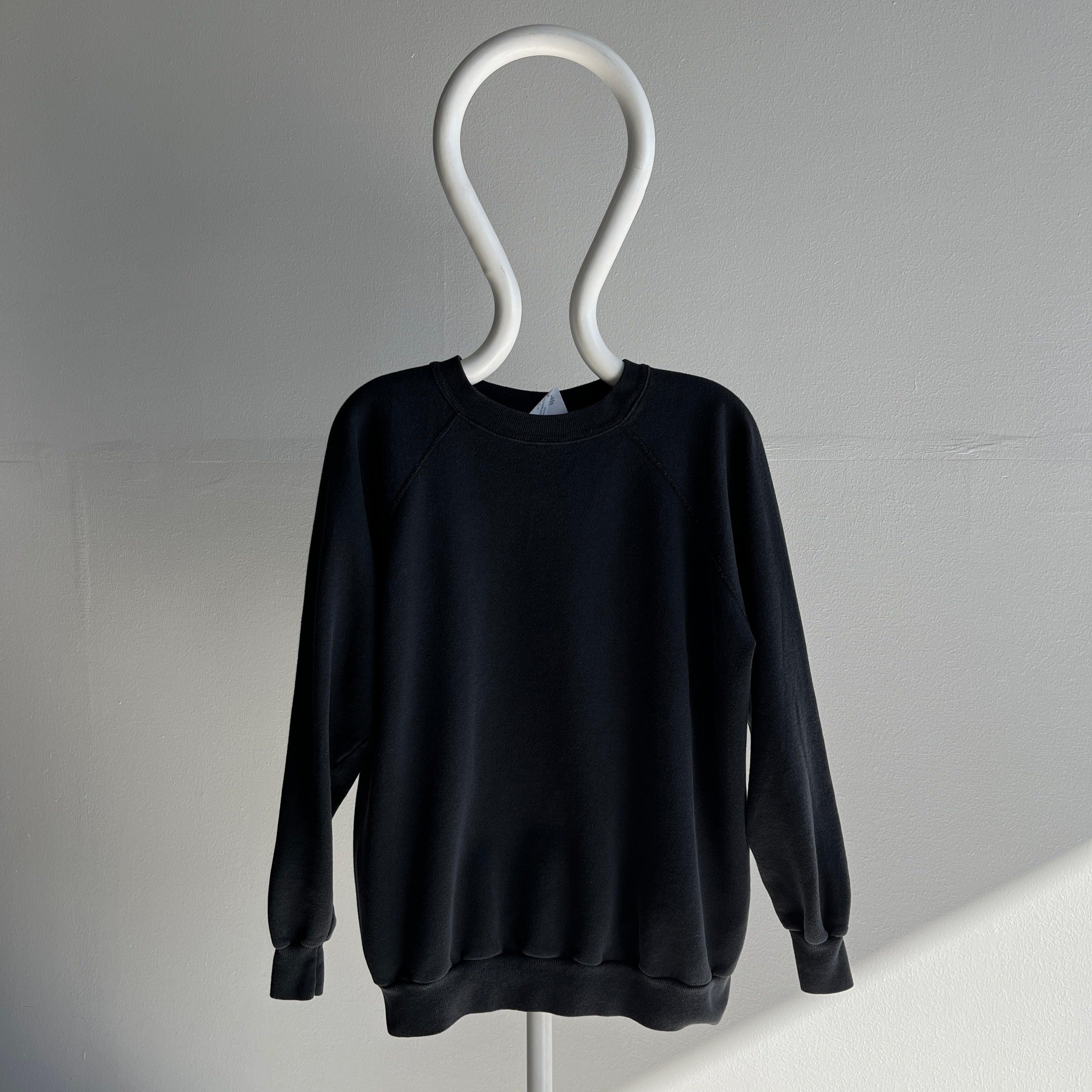 1980/90s Blank Black Raglan by Pannill/Hanes