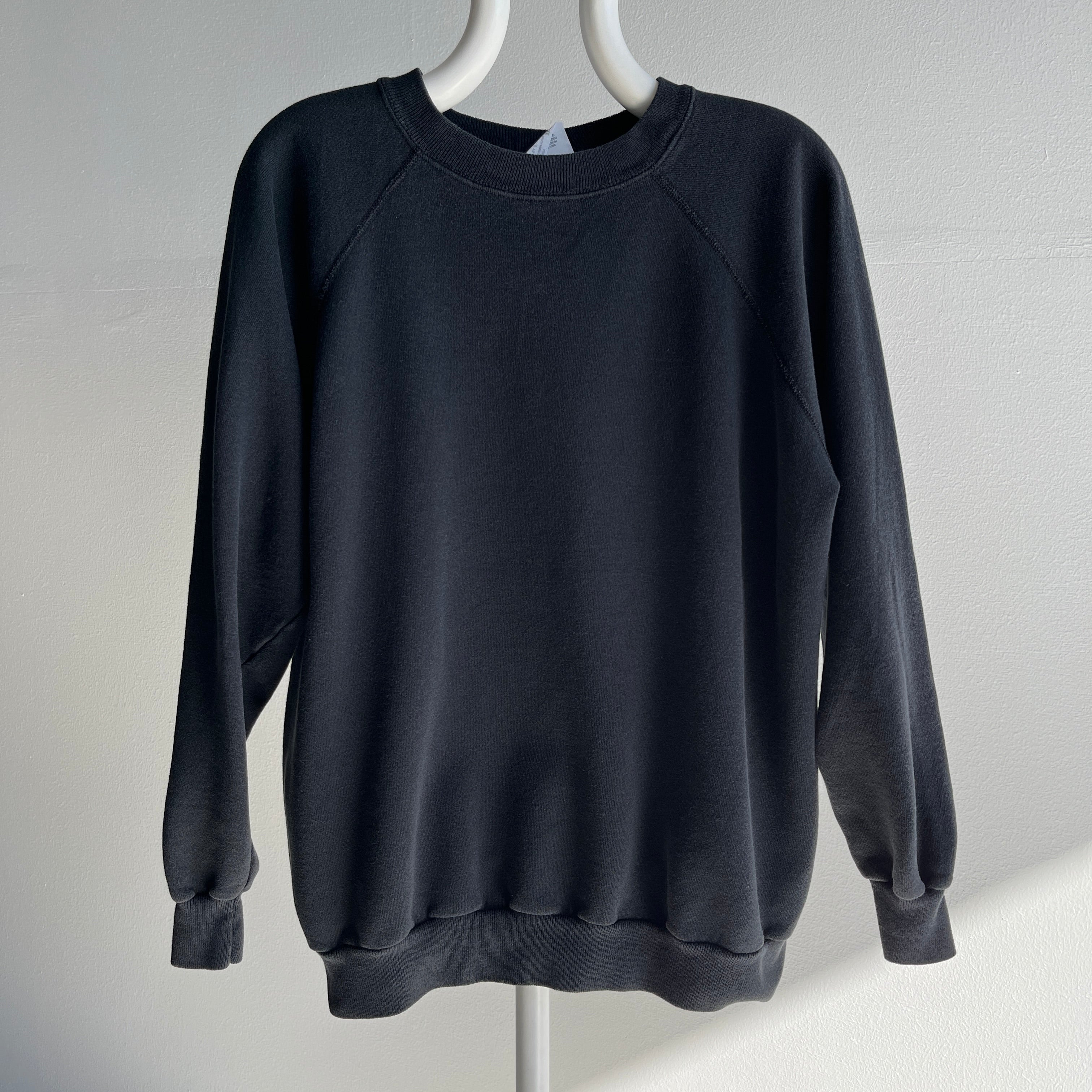 1980/90s Blank Black Raglan by Pannill/Hanes