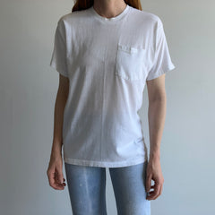 1980s Blank White Pocket T-Shirt