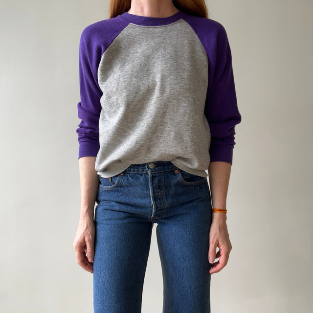 1970s Grey/Purple Two Tone Sweatshirt