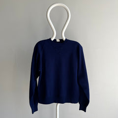 1970s Single V Creslan Acrylic Dark Navy Sweatshirt/Sweater