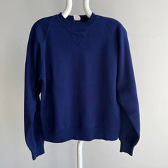 1970s Single V Creslan Acrylic Dark Navy Sweatshirt/Sweater