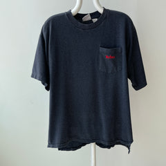 1990s Marlboro Gray and Black Striped Pocket T-Shirt