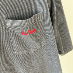 1990s Marlboro Gray and Black Striped Pocket T-Shirt