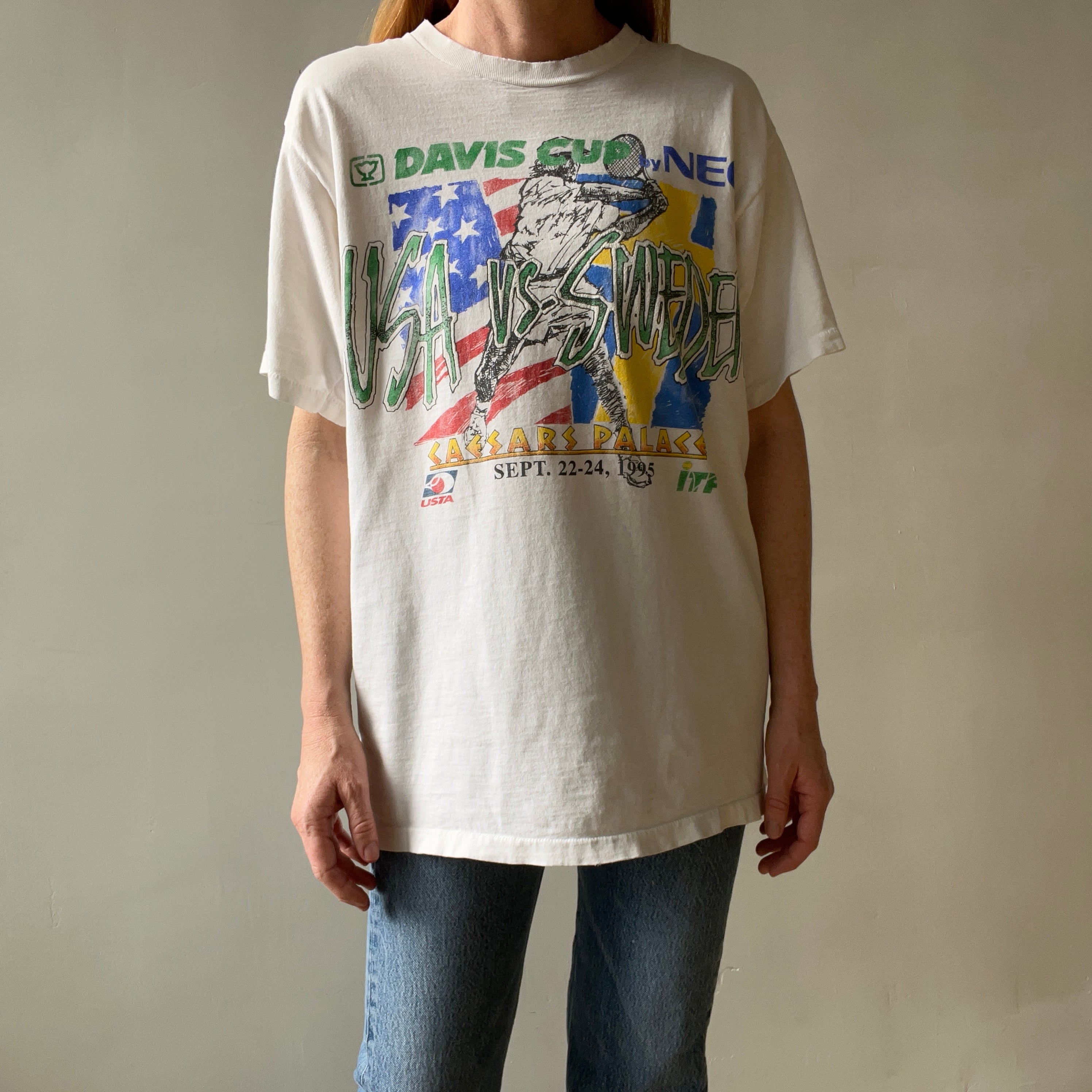 1995 Davis Cup Tennis USA vs Sweden T Shirt