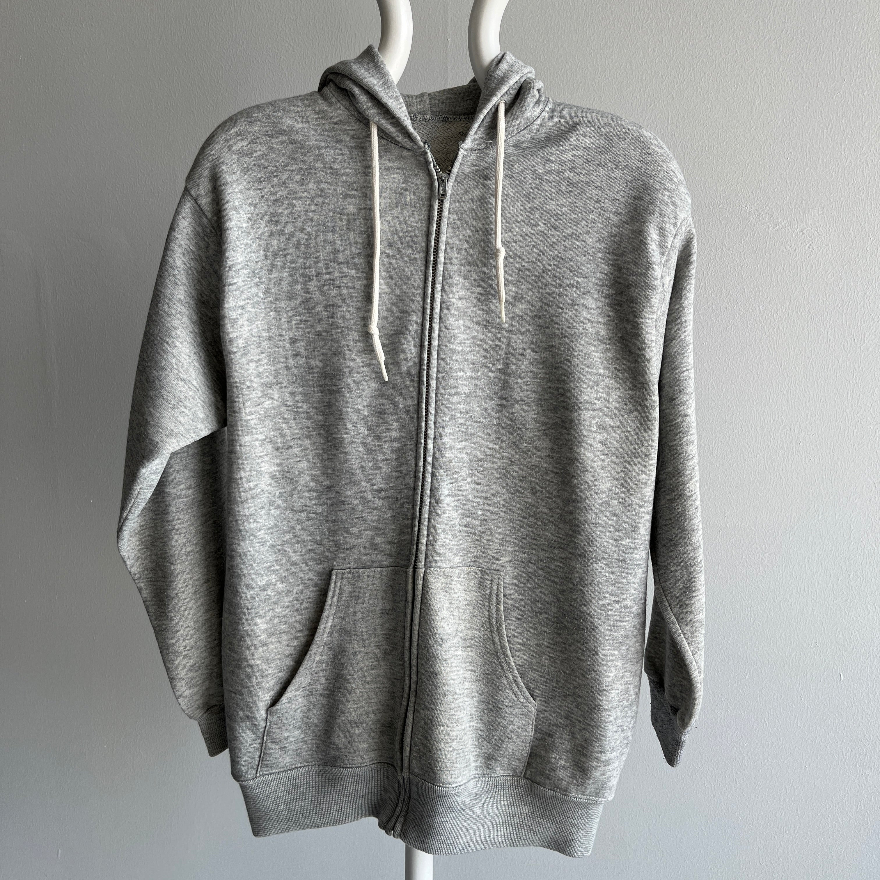 1970/80s Soft and Cozy Gray Zip Up Hoodie