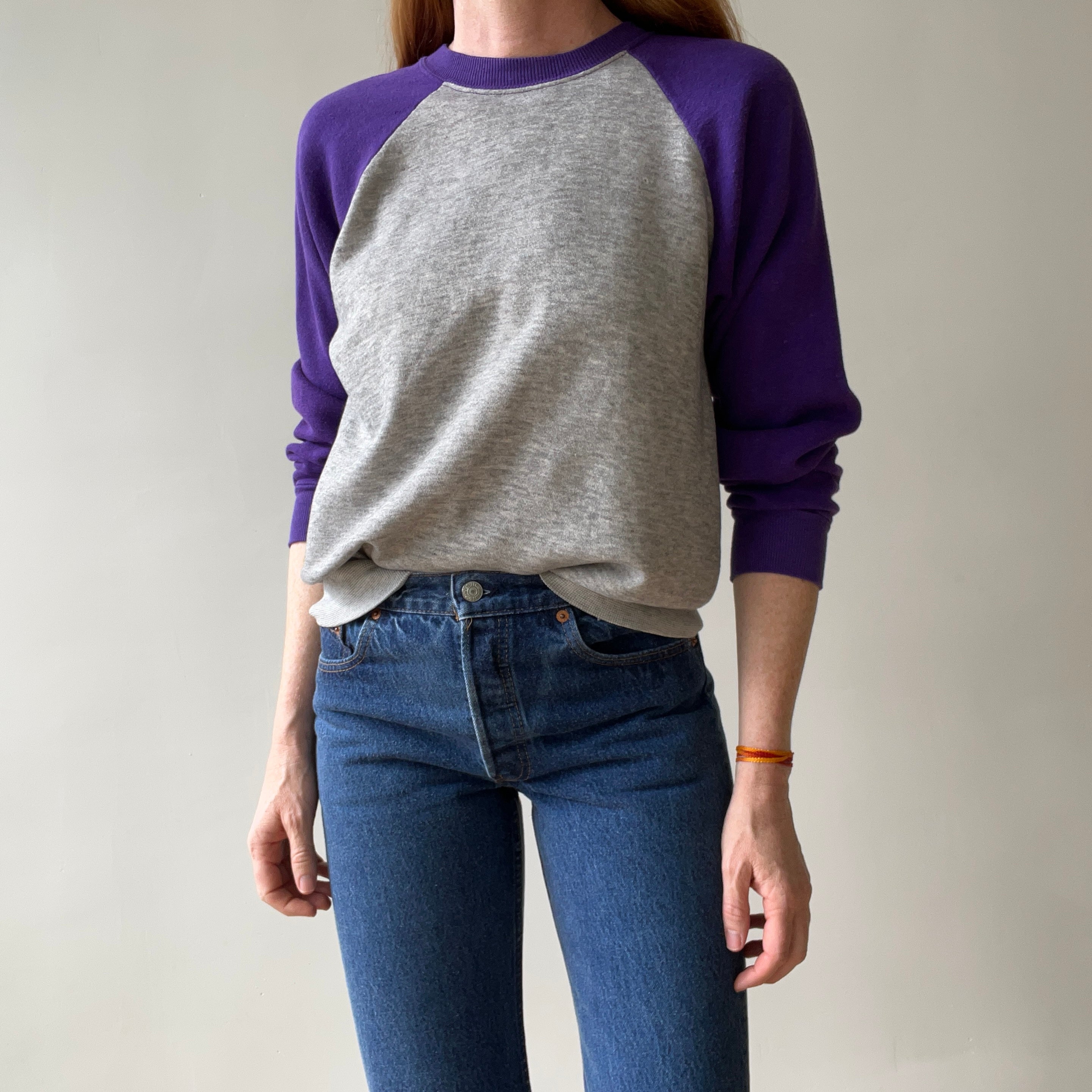 1970s Grey/Purple Two Tone Sweatshirt