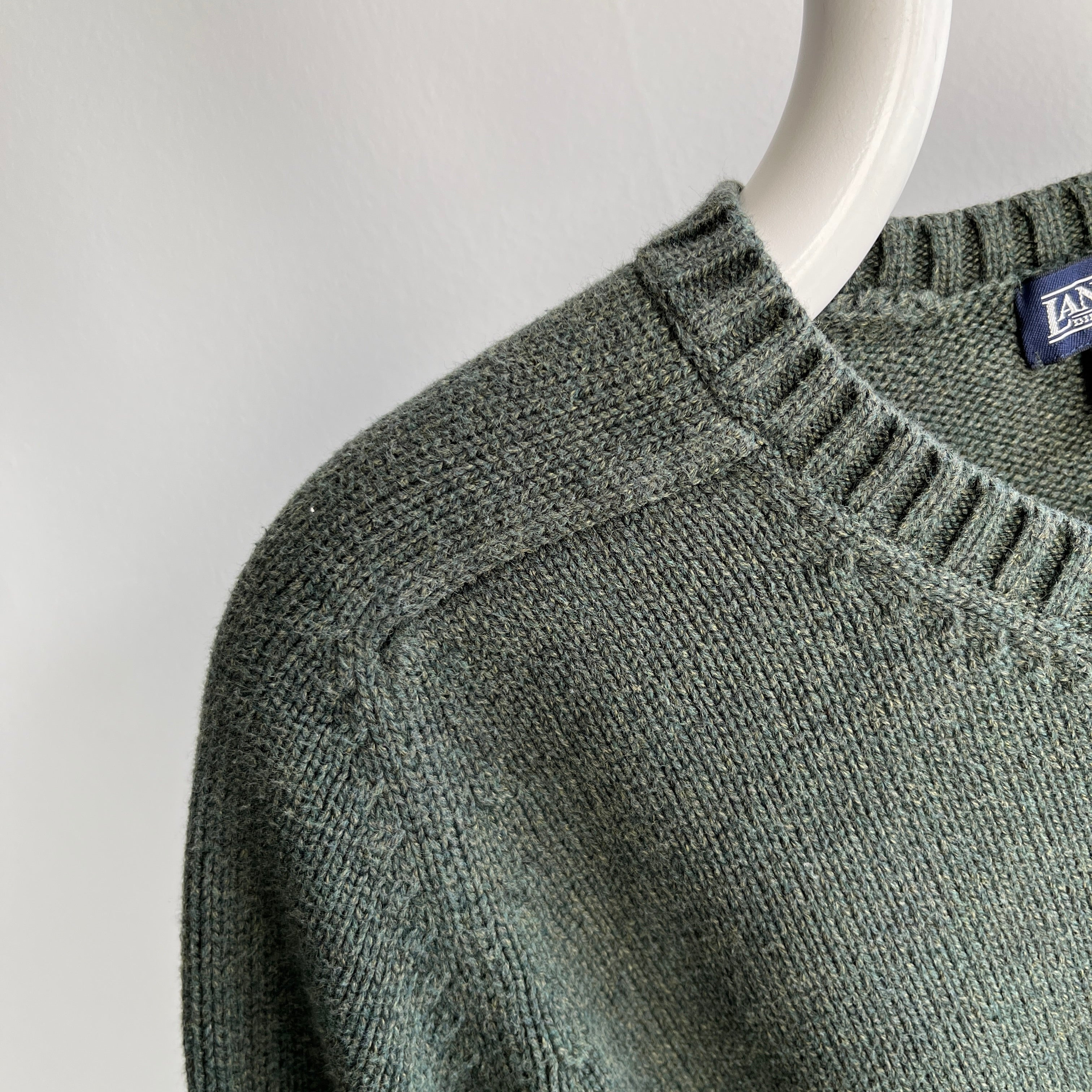 2000s Lands' End Forest Green Cotton Sweater - Made In Japan