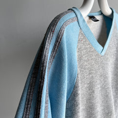 1970s Two Tone Baseball V-Neck Sweatshirt by Sears - !!!!!