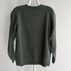 2000s Lands' End Forest Green Cotton Sweater - Made In Japan
