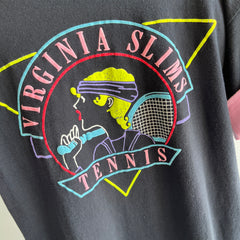 1980s Virginia Slims Tennis Two Tone Sleeve T-Shirt - !!!!