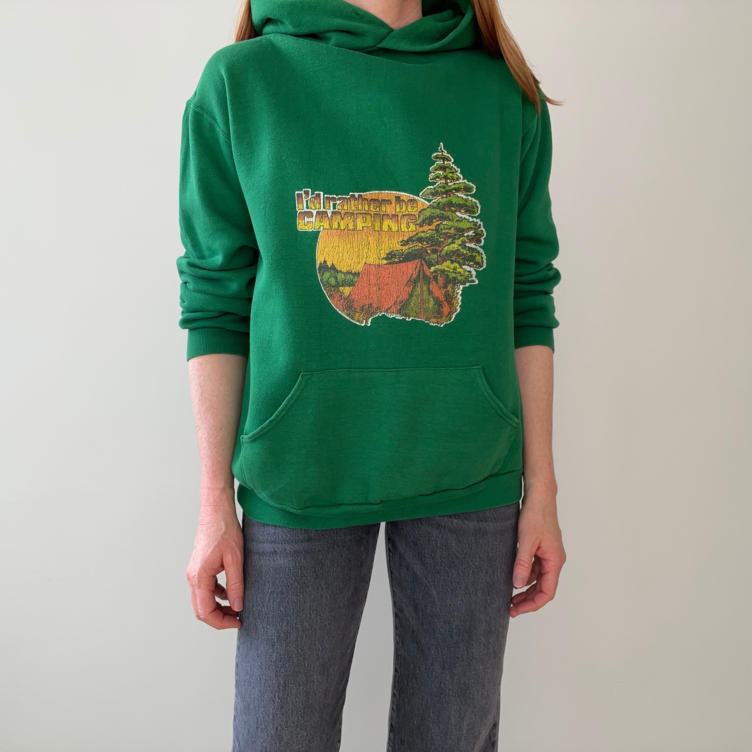 1980s I'd Rather Be Camping Pull Over Hoodie by Russell Brand