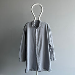 1980s European Gray Cotton Button Up Workwear Shirt/Duster/Dress