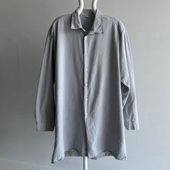 1980s European Gray Cotton Button Up Workwear Shirt/Duster/Dress