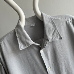 1980s European Gray Cotton Button Up Workwear Shirt/Duster/Dress