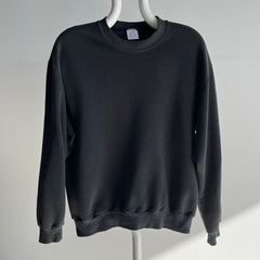 1980s Thin Blank Sun and Age Faded Black Sweatshirt