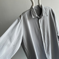 1980s European Gray Cotton Button Up Workwear Shirt/Duster/Dress