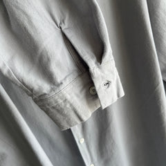 1980s European Gray Cotton Button Up Workwear Shirt/Duster/Dress