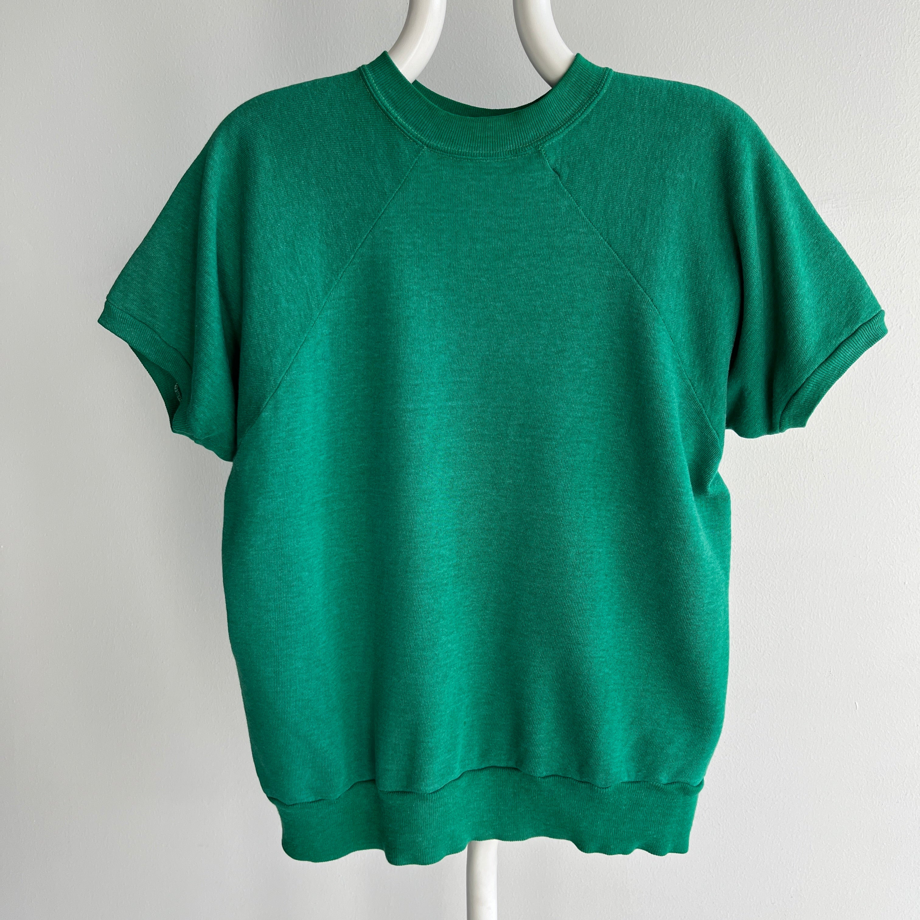 1970s Exceptionally Soft and Worn Faded Green Warm Up