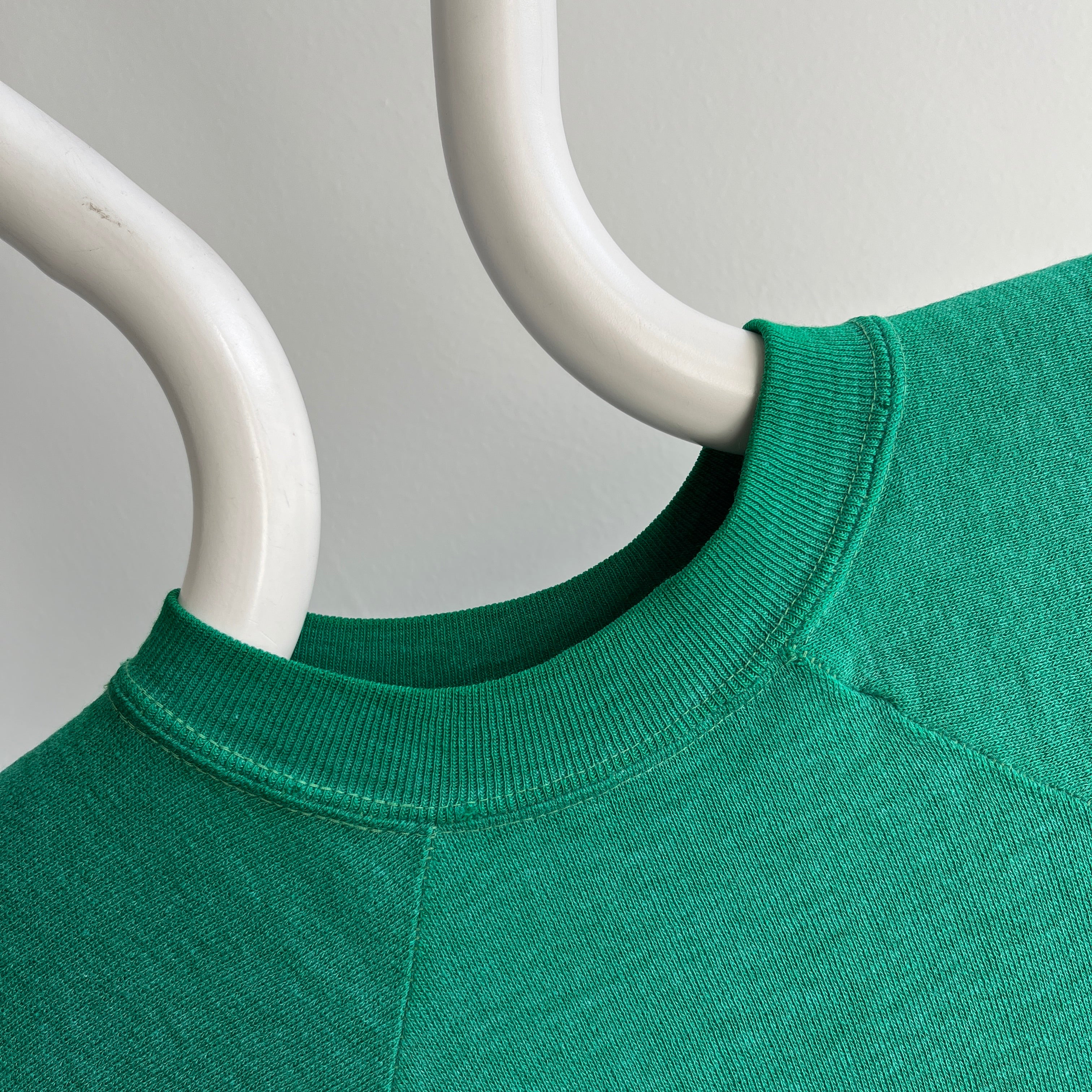 1970s Exceptionally Soft and Worn Faded Green Warm Up