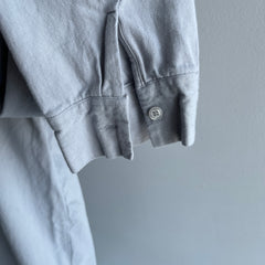 1980s European Gray Cotton Button Up Workwear Shirt/Duster/Dress