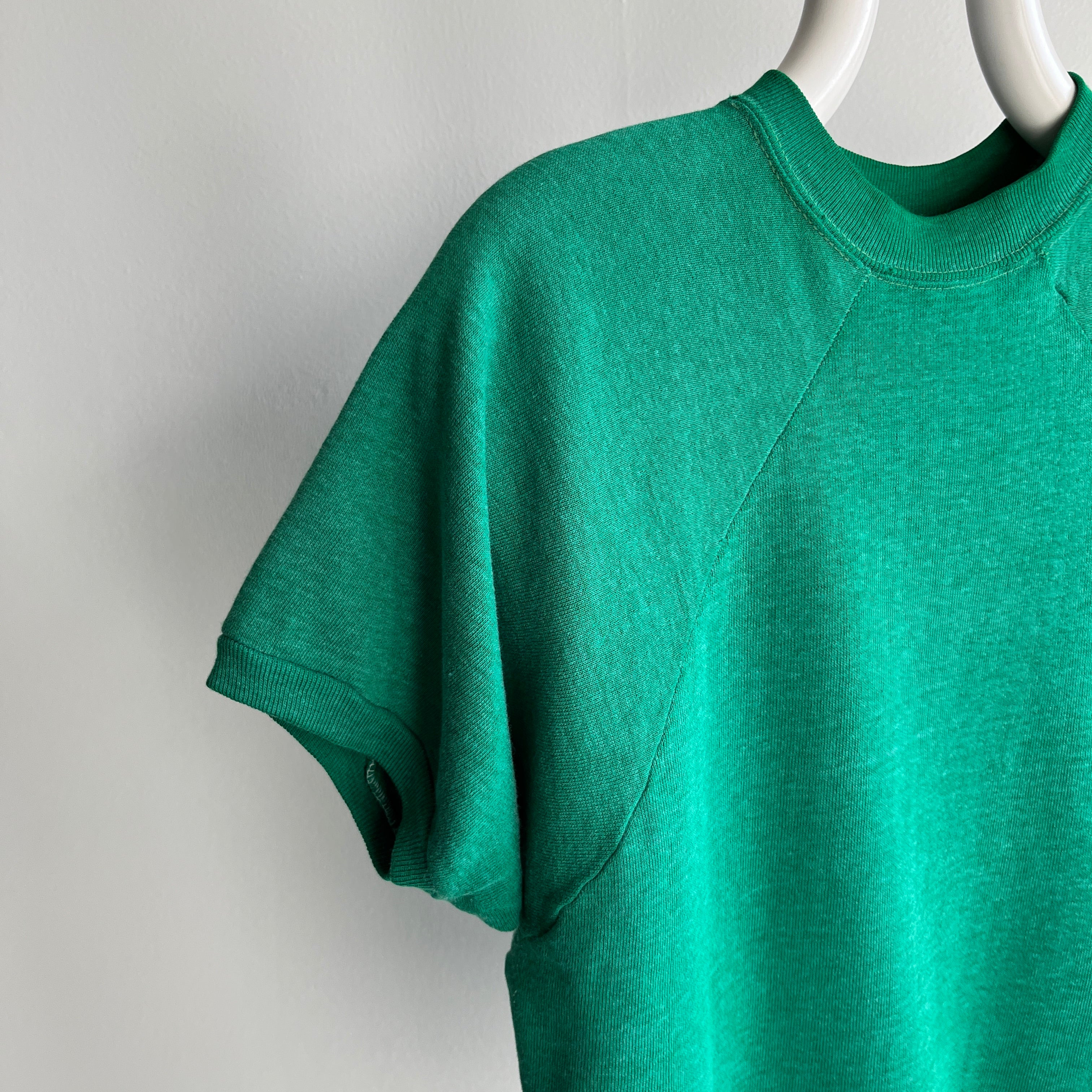 1970s Exceptionally Soft and Worn Faded Green Warm Up