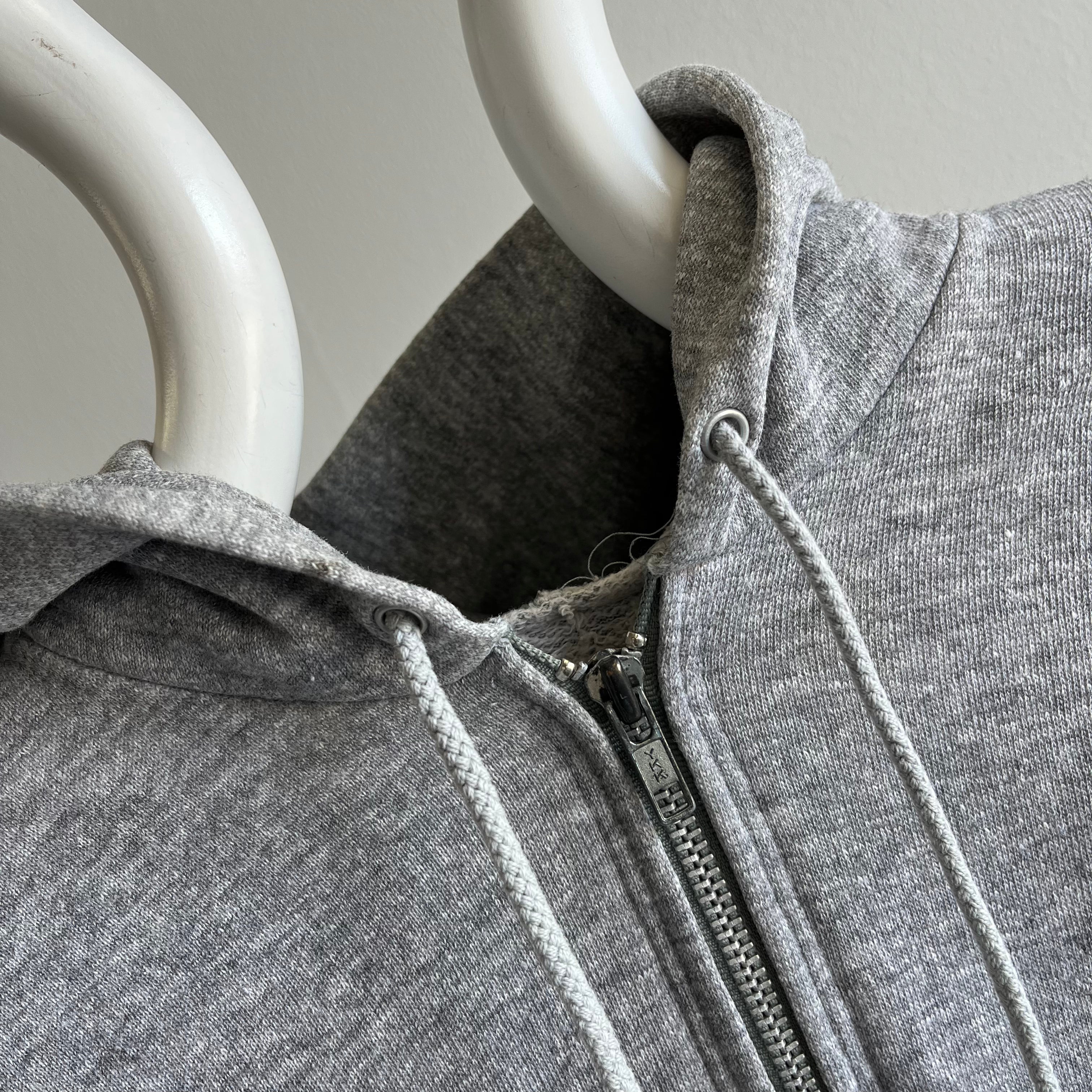 1980s Blank Gray Zip Up Hoodie