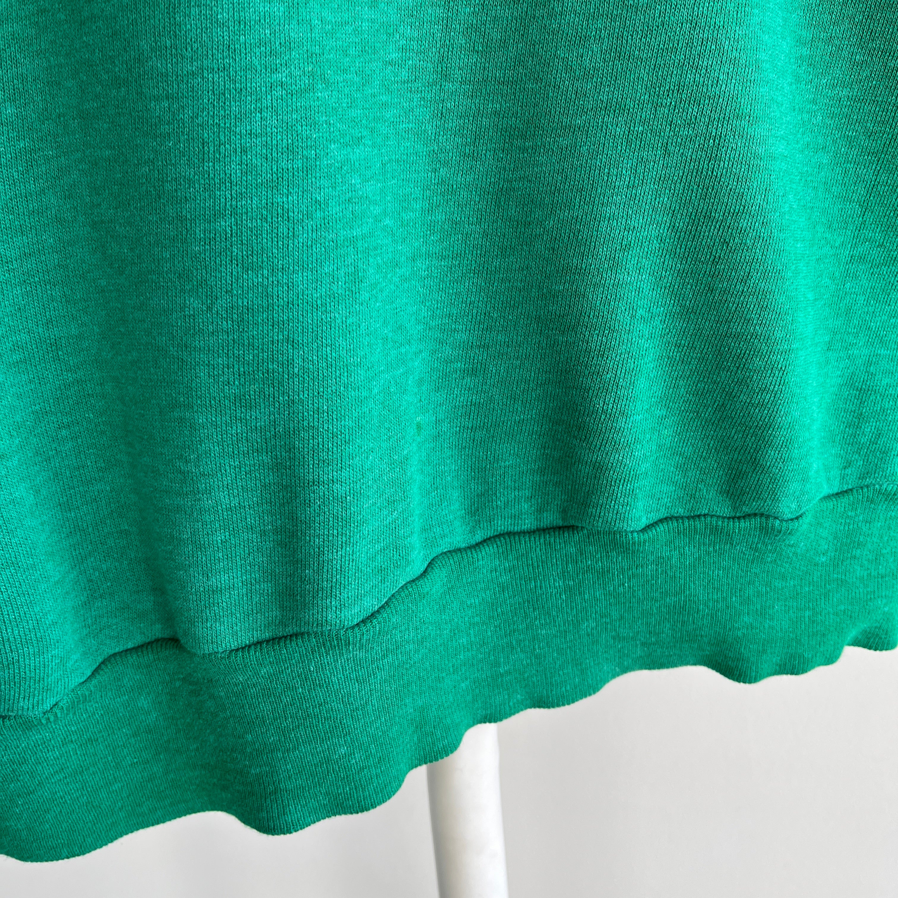 1970s Exceptionally Soft and Worn Faded Green Warm Up