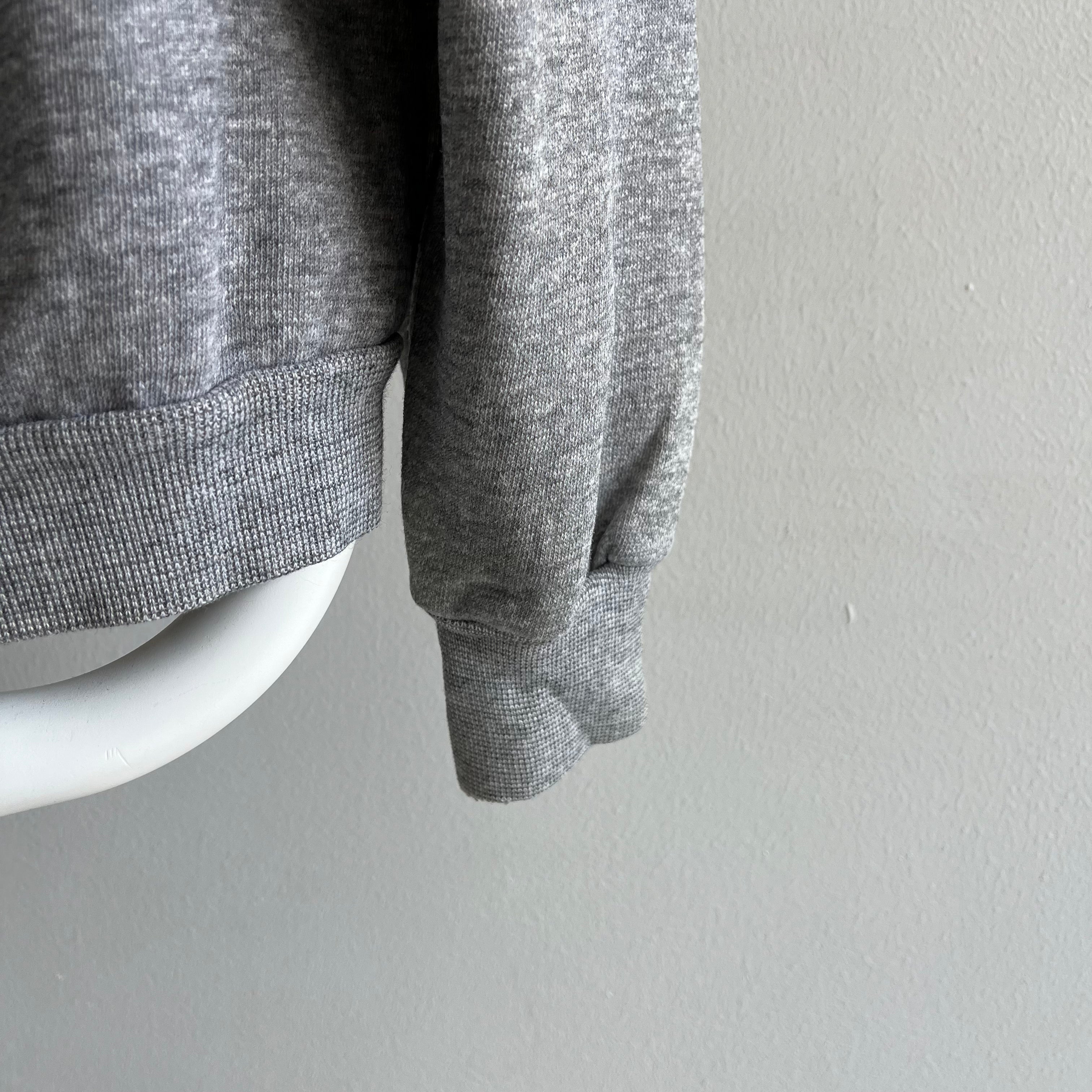 1980s Blank Gray Zip Up Hoodie