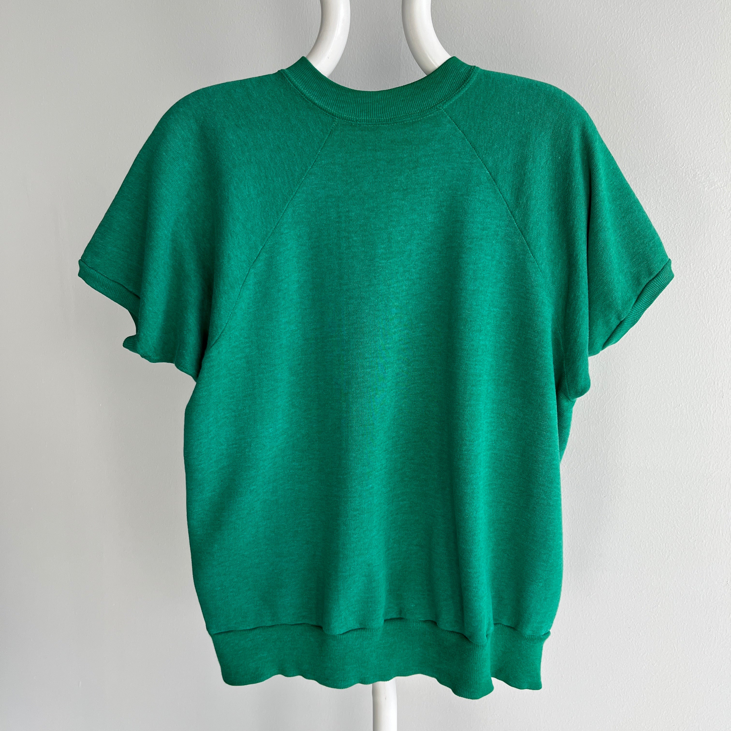 1970s Exceptionally Soft and Worn Faded Green Warm Up