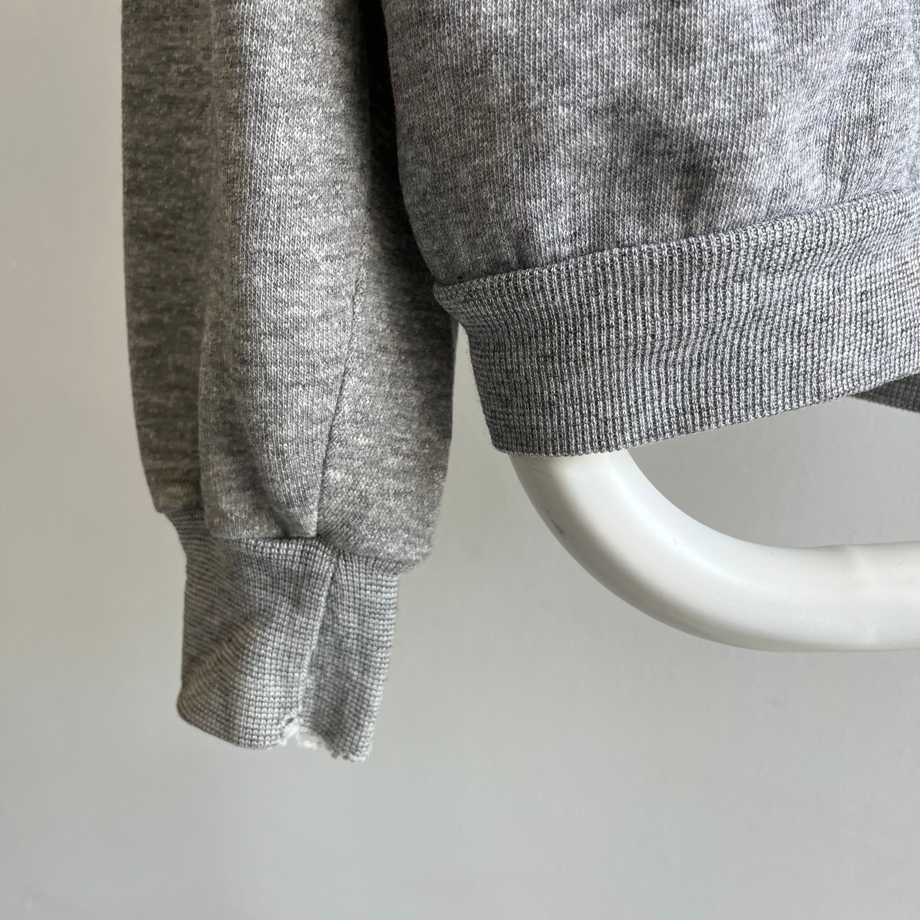 1980s Blank Gray Zip Up Hoodie