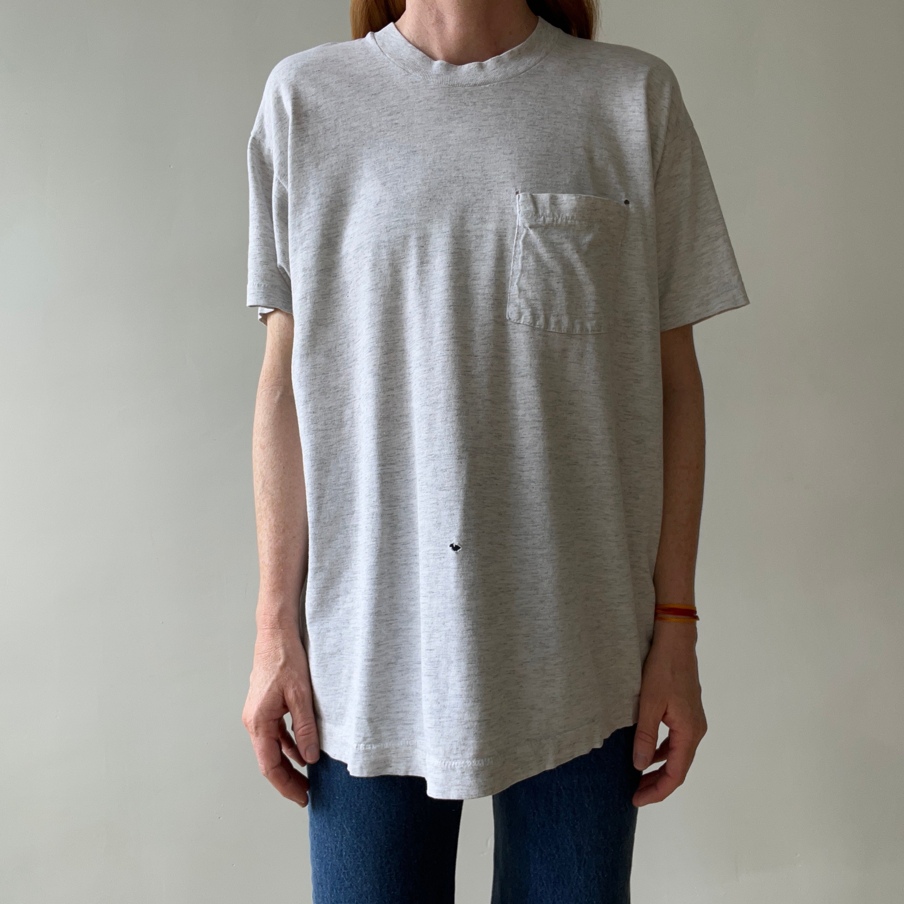 1990s Blank Grey Pocket T Shirt