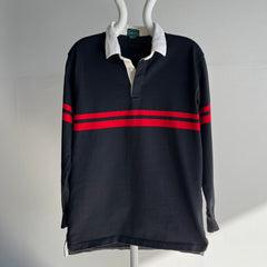 1980s Izod Rugby Shirt with Plaid Accents Under The Collar