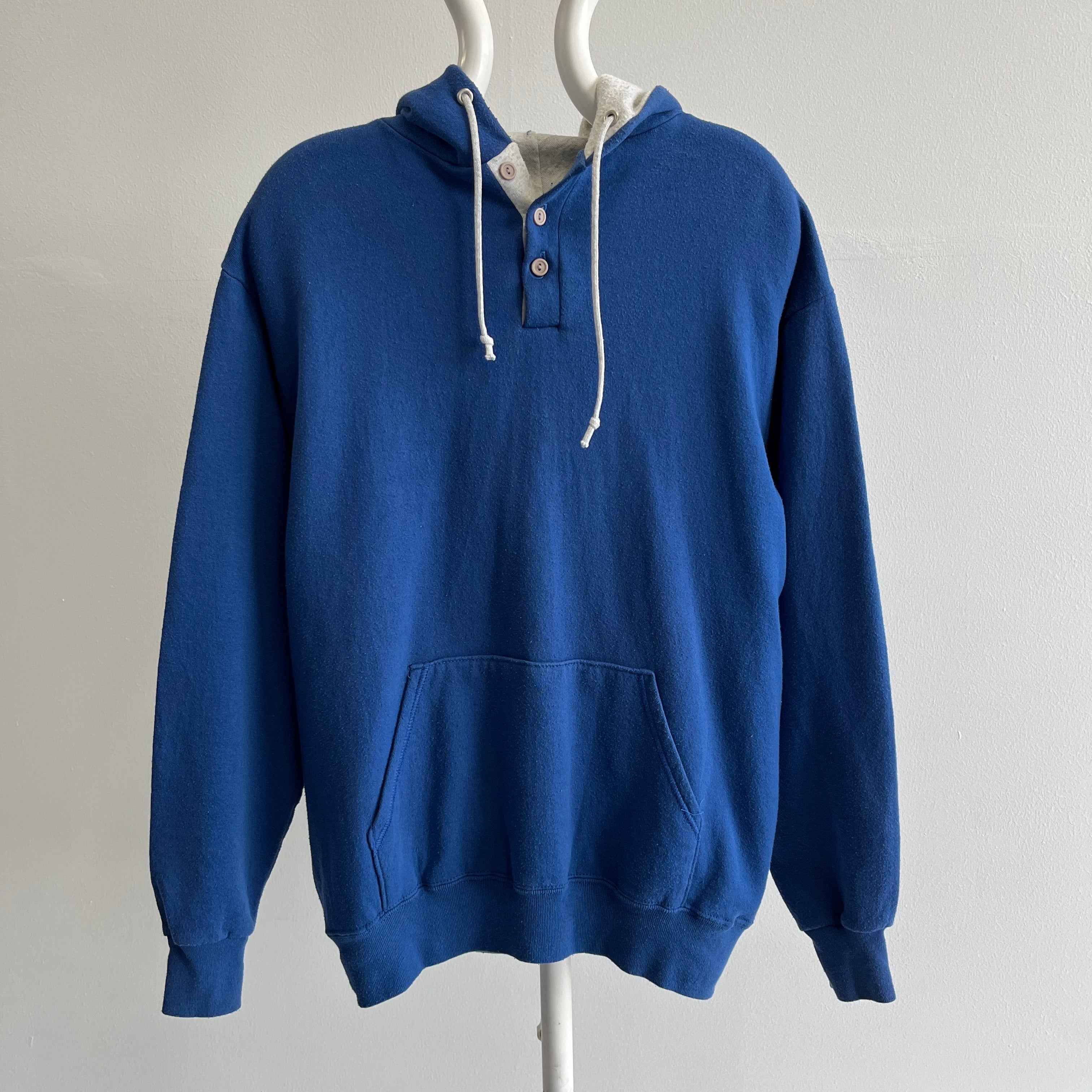 1980s Two Tone Henley Hoodie by Jerzees